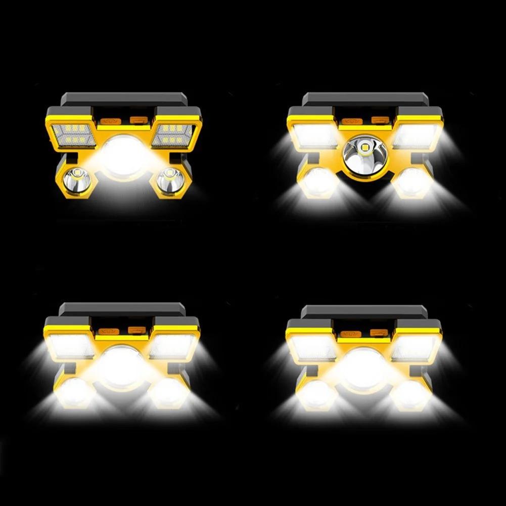 Head Light Flashlight Spotlight Headlamp 5 LED Super Bright Waterproof USB Charger Adjustable for Outdoor Hiking Camping Cycling