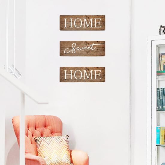 3 Pcs/Set Wooden Home Sweet Home Sign, Rustic Farmhouse Decorative Sign, Vintage Hanging Wall Plaque for Living Room, Bedroom, Kitchen, Front Door