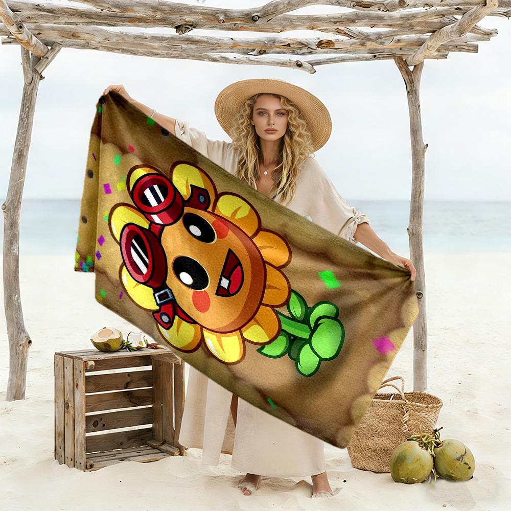 Plants Vs. Zombies Beach Towel Quick-Dry Soft Microfiber Comfortable Lightweight Suitable for Swimming, Gym, Camping, Yoga Vacation