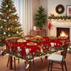 Christmas-Themed Tablecloth, Table Arrangement, Snowman Reindeer Bell Pattern, Waterproof Leave-In, Festive Atmosphere Creation