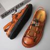 Nouvelles sandales d'été cousues à la main pour hommes, tête de sac de pied, pantoufles fraîches, décontractées, grande taille, populaires, demi-pantoufles
