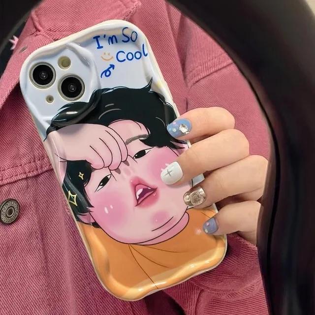 Spoof Girl Boy Nose Picking Wave TPU Phone Case for iPhone 15 11 12 Pro 13 Mini 14 7 8 Plus X XS Max XR SE Cover