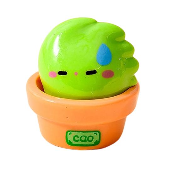 

Micro Landscape Ornaments Cartoon Grass with Cute Expressions Statues Resin Stress Relief Collectible Toy for Office Car B