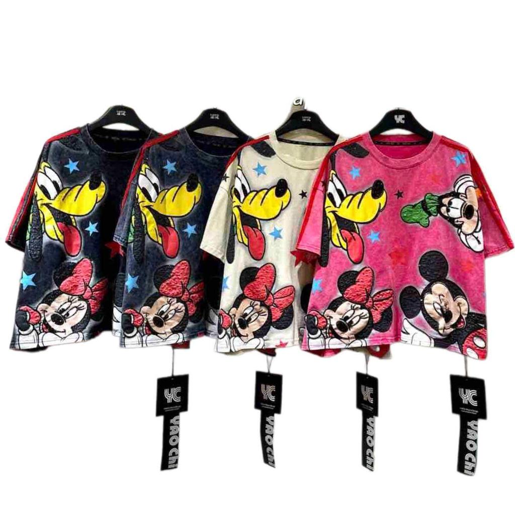 2026 Summer Loose Fit Cartoon Print Slimming Round Neck Women's T-shirt, Short Sleeve, Korean Style