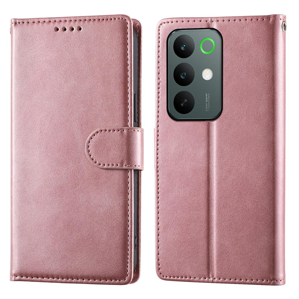 For Realme C85 5G Case Stand Wallet Calf Texture PU Leather Flip Phone Cover with Wrist Strap