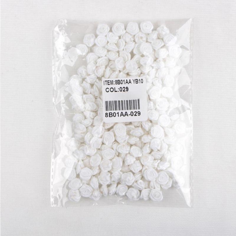 

50 шт. 1 см 1,5 см Мини Ручная работа Лента Роза Сделай сам Аксессуары для волос, Аксессуары, Декоративные цветы из ленты White * 1.5