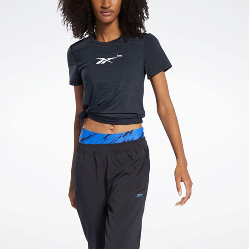 Reebok Tsr Ss Ac Tee Logo Print Moisture Wicking Round Neck Short Sleeve T-Shirt Women Tops Black GJ6191