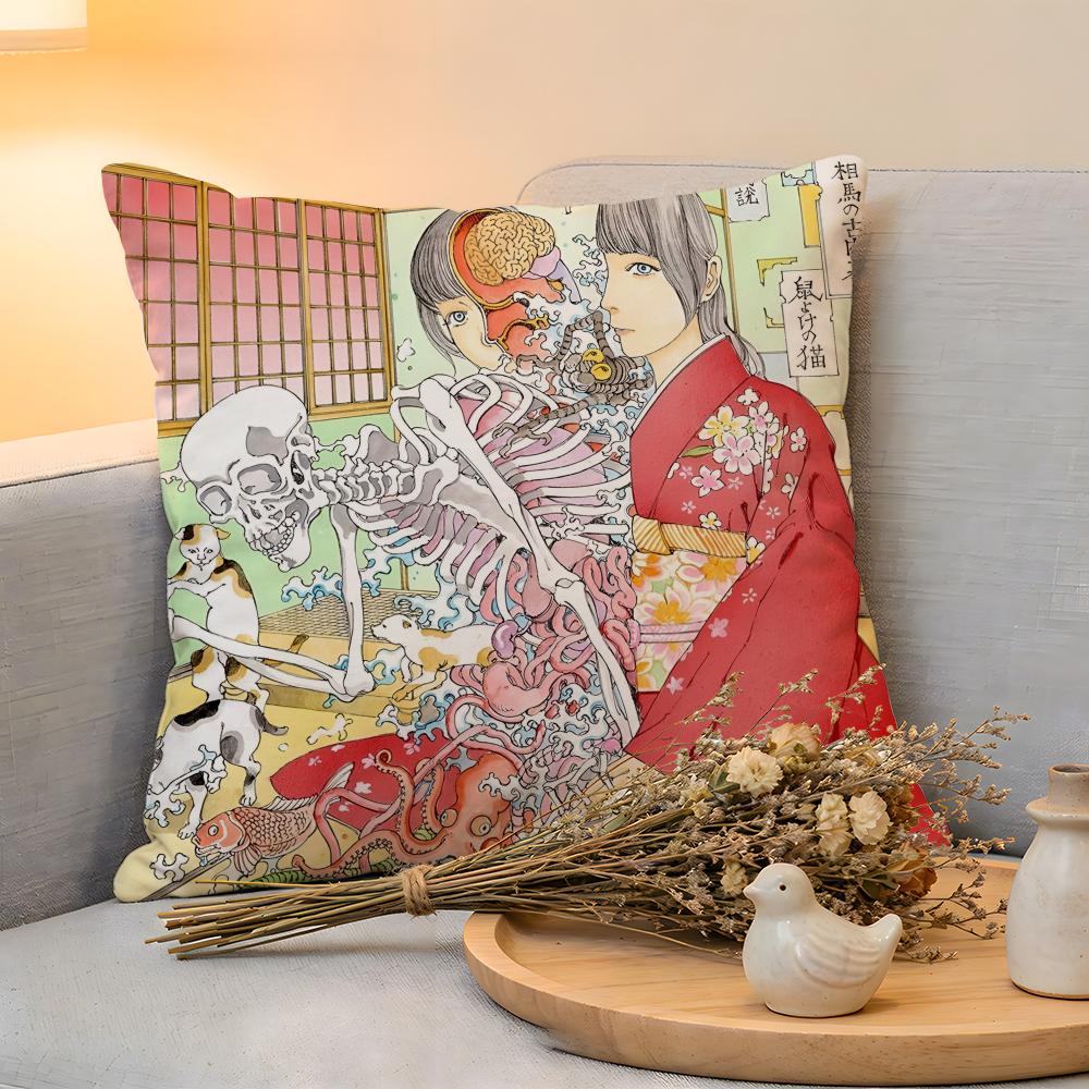 Cushion Cover  Linen  SkinFriendly Soft Decorative Case For Sofa Home Decor Funny SShintaro Kago Art Pillow Cover