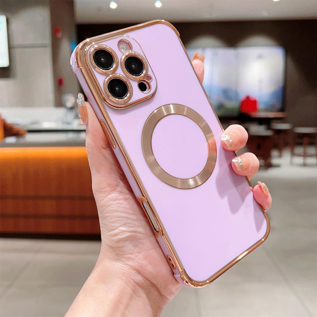 For iPhone 16 Pro Max Case Compatible with MagSafe Electroplating TPU Phone Cover