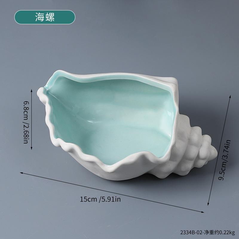 Ocean Wind Multifunctional Ceramic Storage Tray Shell Shaped Ashtray Living Room Porch Office Decoration