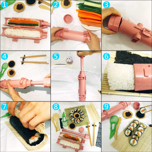 SHARE BEAUTY Bamboo Sushi Rolling Mat, Antibacterial, Sushi Making Tool, Sushi Kit, Hand Rolling Sushi, Multifunctional Kitchen Cooking Tool, Easy and