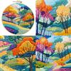 1pc Pastoral Landscape Pattern Embroidery DIY Fabric Craft Kit with Tools