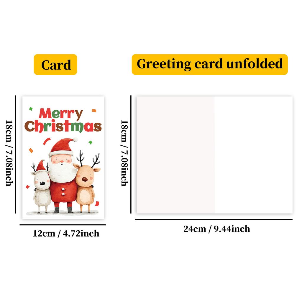 10PCS Christmas Greeting Cards Set with Envelopes, Cartoon Santa Claus Xmas Cards for Holiday Wishes & Gifts