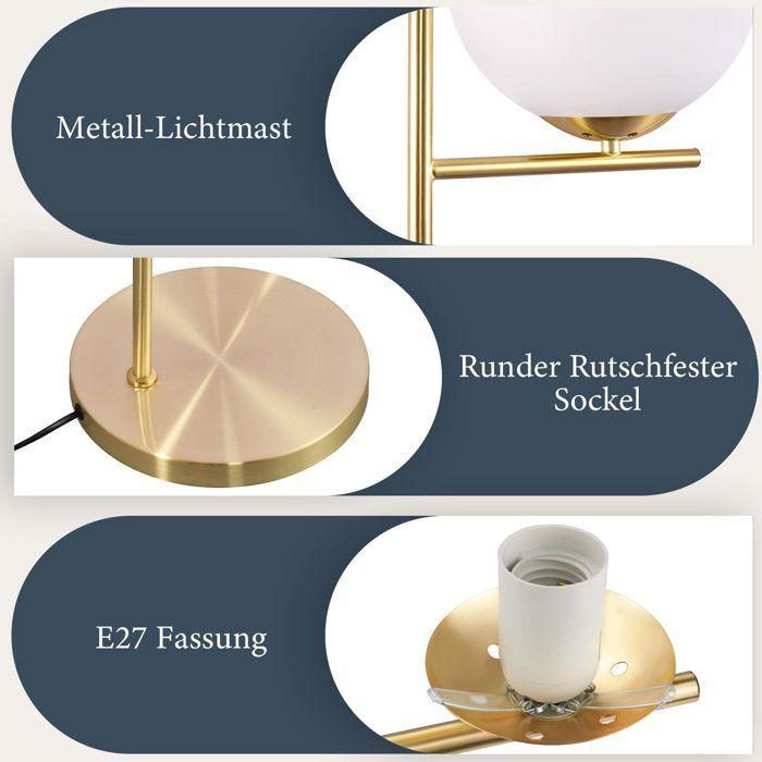 Lampadaire - NETTLIFE - Lampadaire salon or - Métal et verre E27 - Interrupteur au pied - Hauteur 150 cm