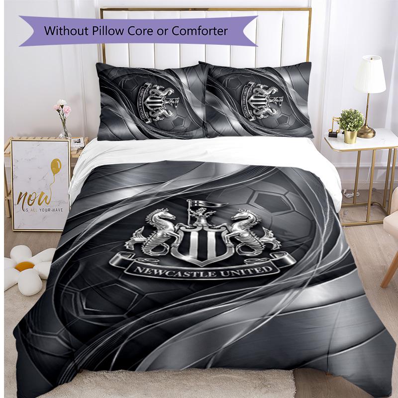 Newcastle United Football Printed 3 Pieces Bedding Set, Comfortable Skin Friendly Bedroom Duvet Cover Set