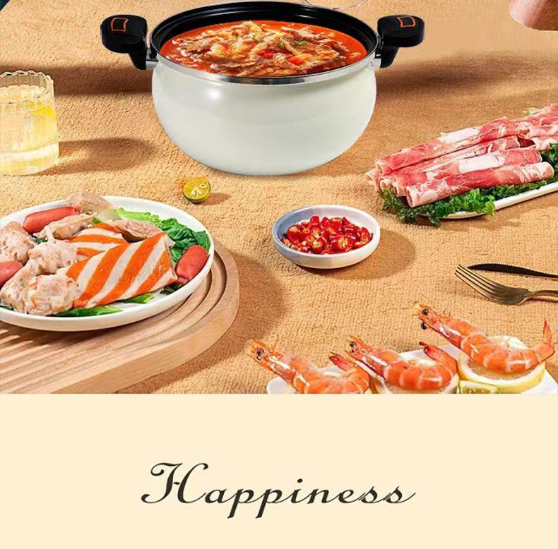 Olla a Presión y Wok de Esmalte Antiadherente de 8L - Olla para Estofado Multifuncional de Gran Capacidad