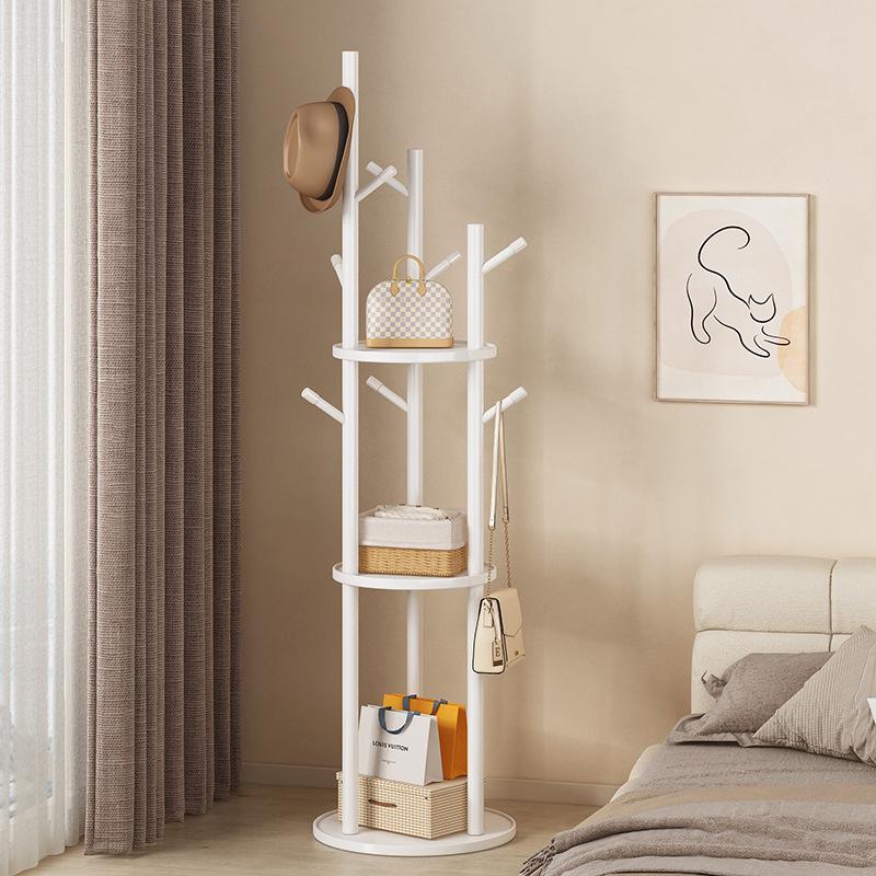 Solid Wood Rotating Floor Coat Rack - Vertical Clothes Hanger for Bedroom and Living Room