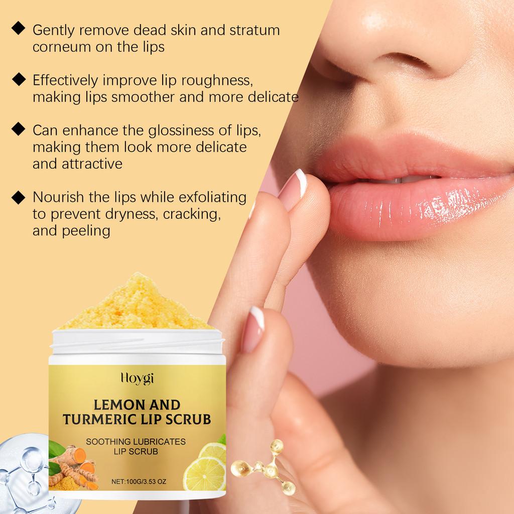 Hoygi Ginger Turmeric Lemon Lip Scrub Nourishing Hydrating Exfoliating Balm 100g For Soft Moist Lips
