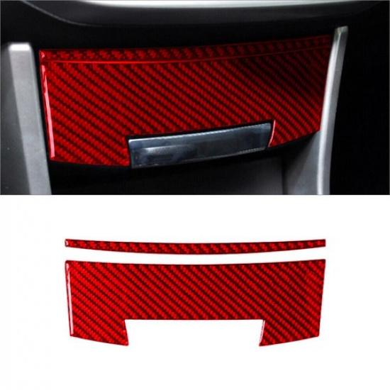 2Pcs For Honda Accord 2013-2017 Red Carbon Fiber Central Storage Box Cover Trim