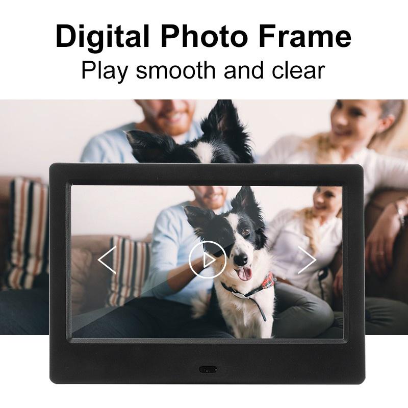 7 İnç Ekran LED Aydınlatmalı HD Dijital Fotoğraf Çerçevesi + Uzaktan Kumanda Tam Fonksiyonlu Elektronik Albüm Resim Müzik Film