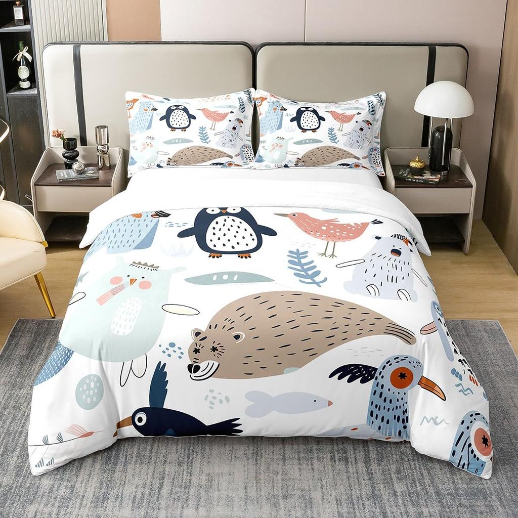 Seal Duvet Cover Set For Kids Boys Girls Queen Quilt Covers Lightweight Down Room Decor 2 Pillowcases 1 Duvet Cover No Comforter