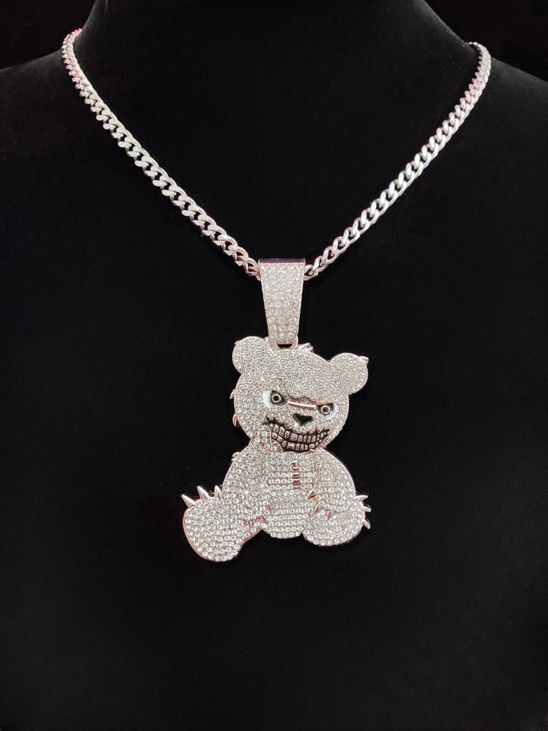 New Arrived Hip Hop Bear Shape Pendant Necklace Men Women Chain Iced Out Bling Bling Necklaces HipHop Jewelry Fashion Gift