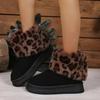 Women Snow Boots Leopard Print  Winter Leopard Print New Platform Anti Slip Warm Comfort Thick Soled Plush Snow Ankle Boots