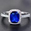 Multi-Color Rectangular Gemstone Ring: Classic Square Diamond Engagement Silver Jewelry