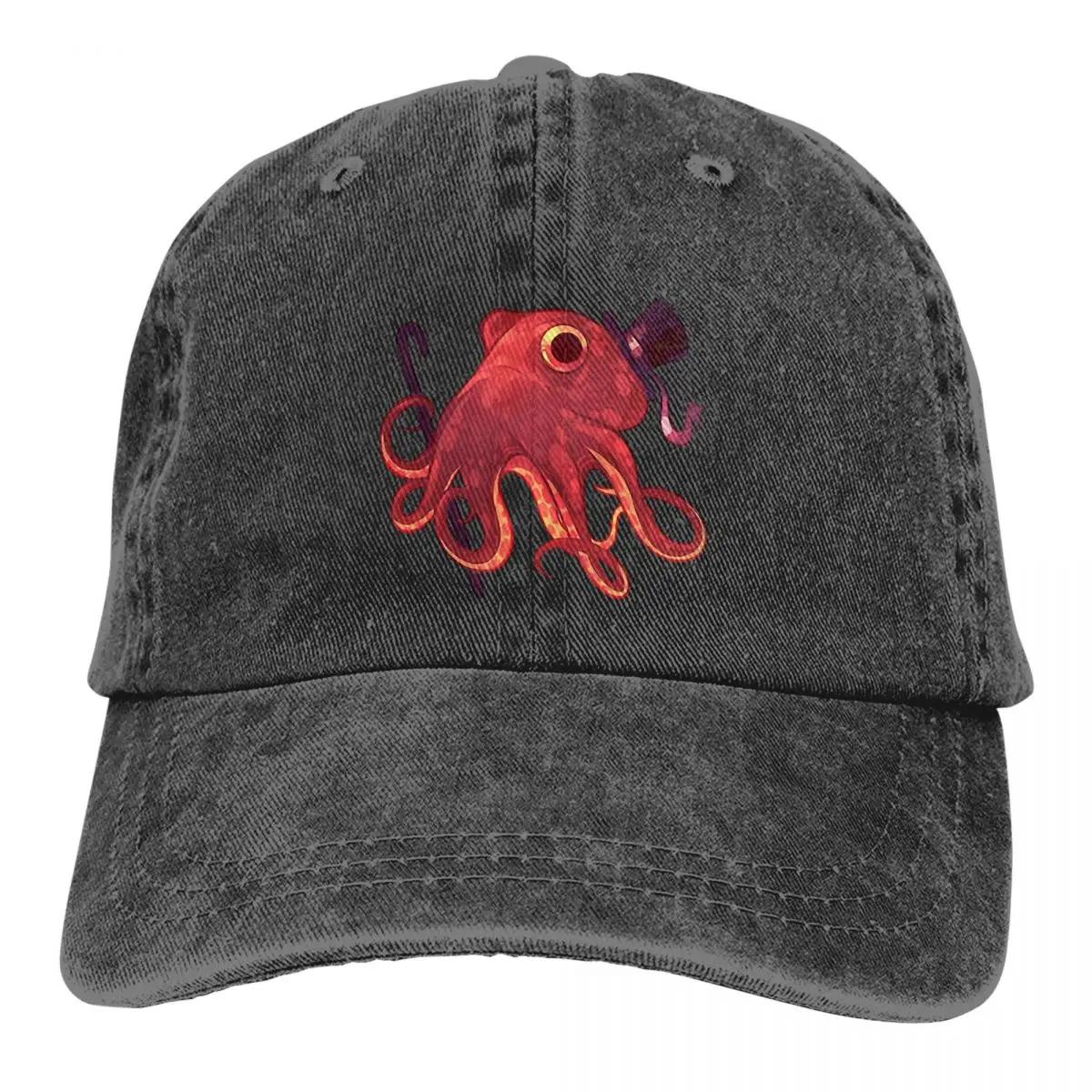 

Стираная мужская бейсболка Red Octopus Gentleman Trucker Snapback Кепки Dad Hat Octopus Golf Hats Adjustable белый