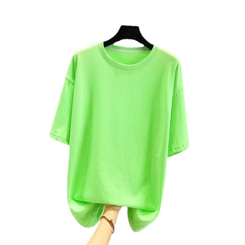 2022 European Style Women's Plus Size Casual Solid Color Short-Sleeve Summer T-Shirt