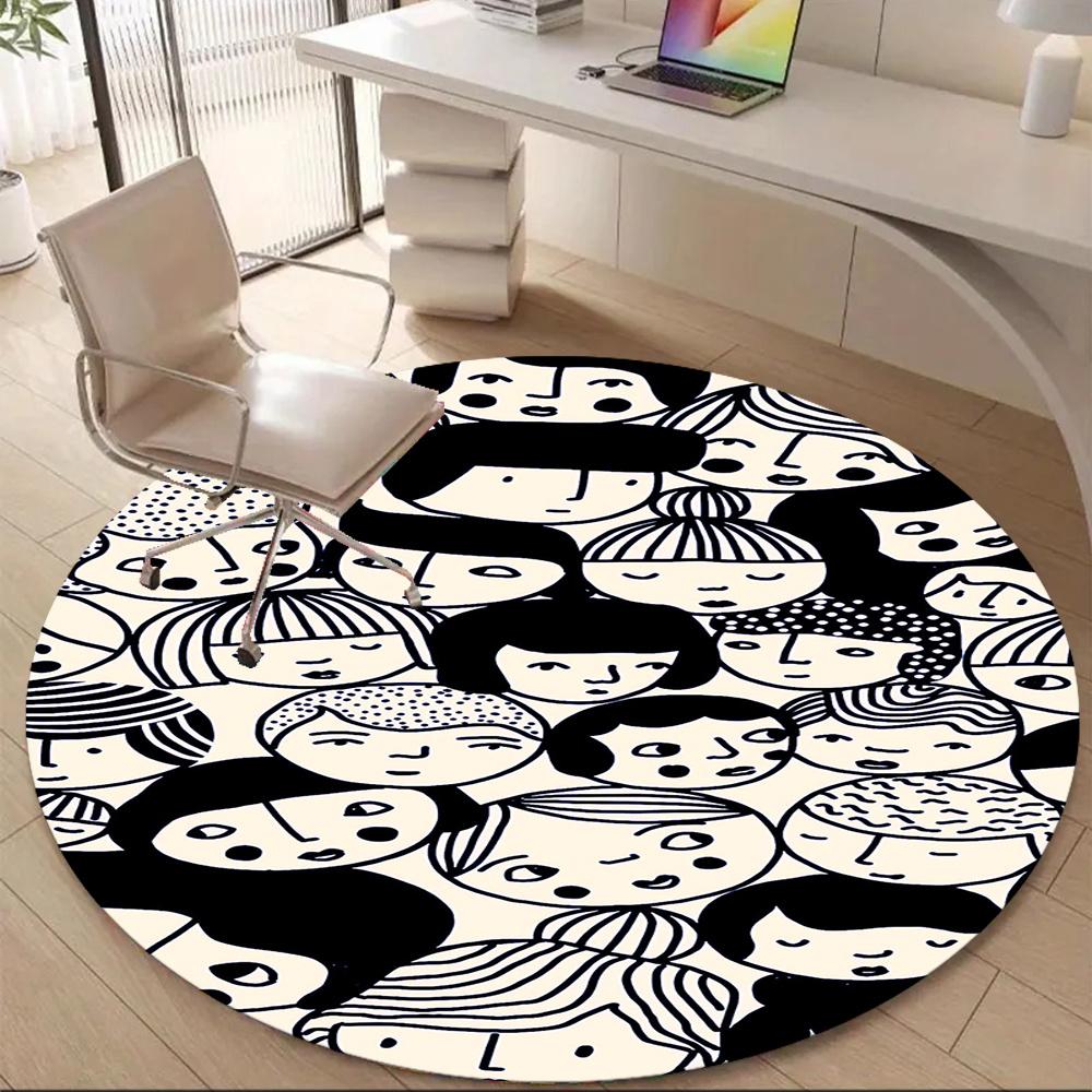 

1PC Diverse Faces Office Round Area Rug, Indoor Mat Suitable ForOffice, Under Office Chairs Bedroom Living Room Home Decor, Room Deco g026 80cm by 80cm