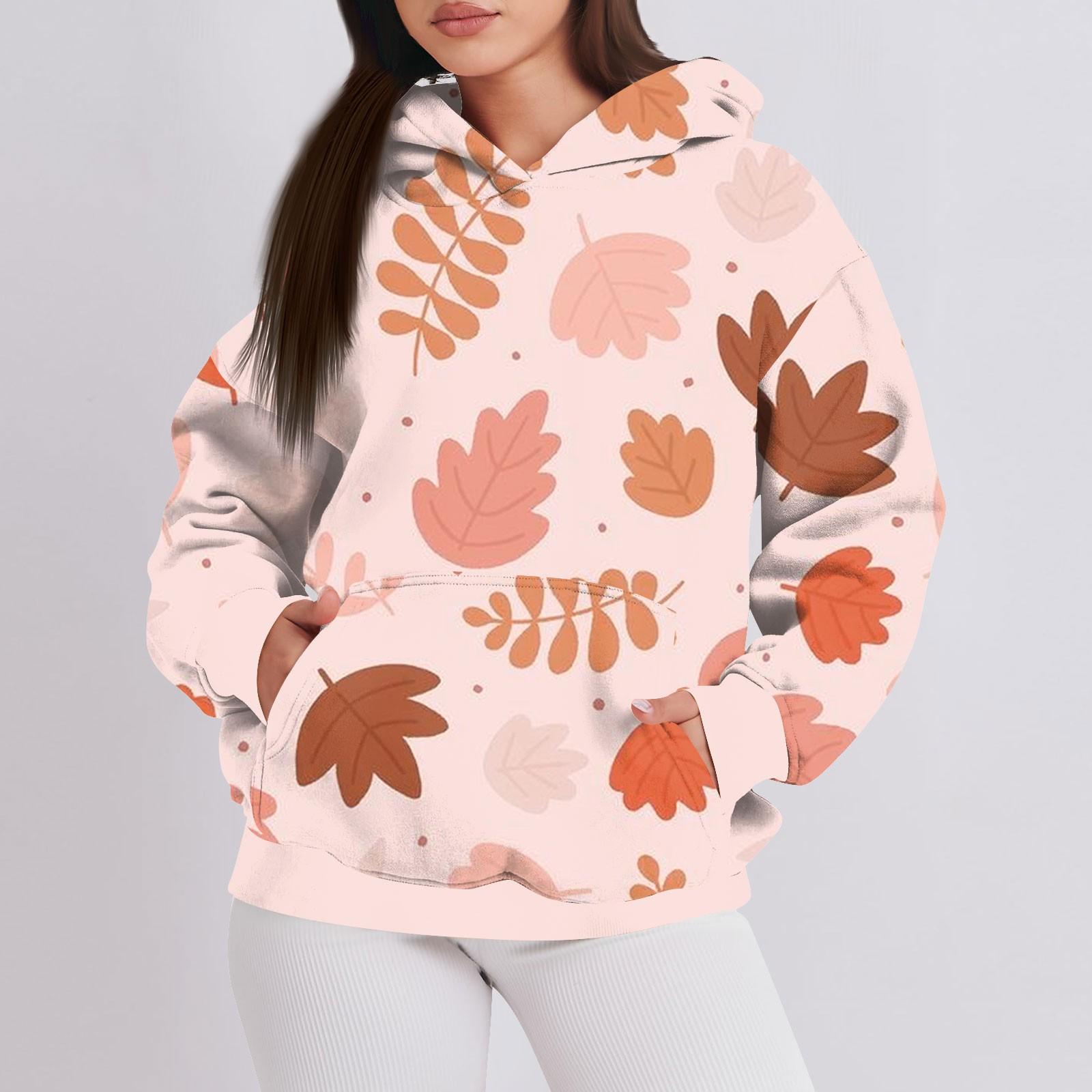 

Женская мода повседневный пуловер с капюшоном толстовка с принтом длинный рукав толстовка XL розовый