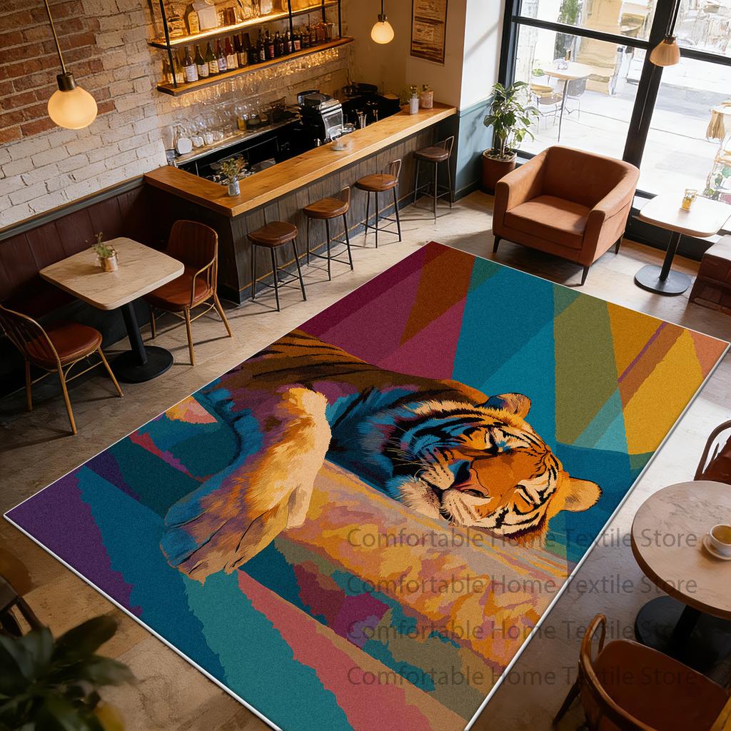 American Retro Tiger Style Coffee Tables Mat Decoration Living Room Washable Fluffy Rug Large Area Non-slip Short Velvet Carpet