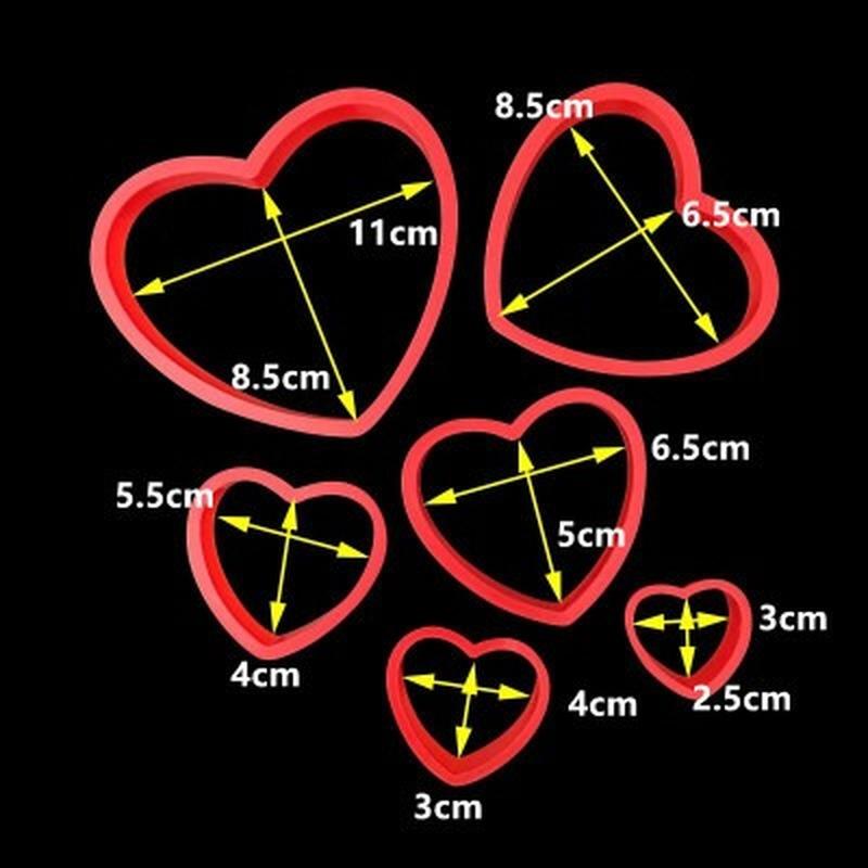 6Pcs Heart Cookie Biscuit Fondant Cake Cutter Decor Tools Mold Sugar Crafts Set Plastic Cookies Cutter Star/ Flower /heart Molds