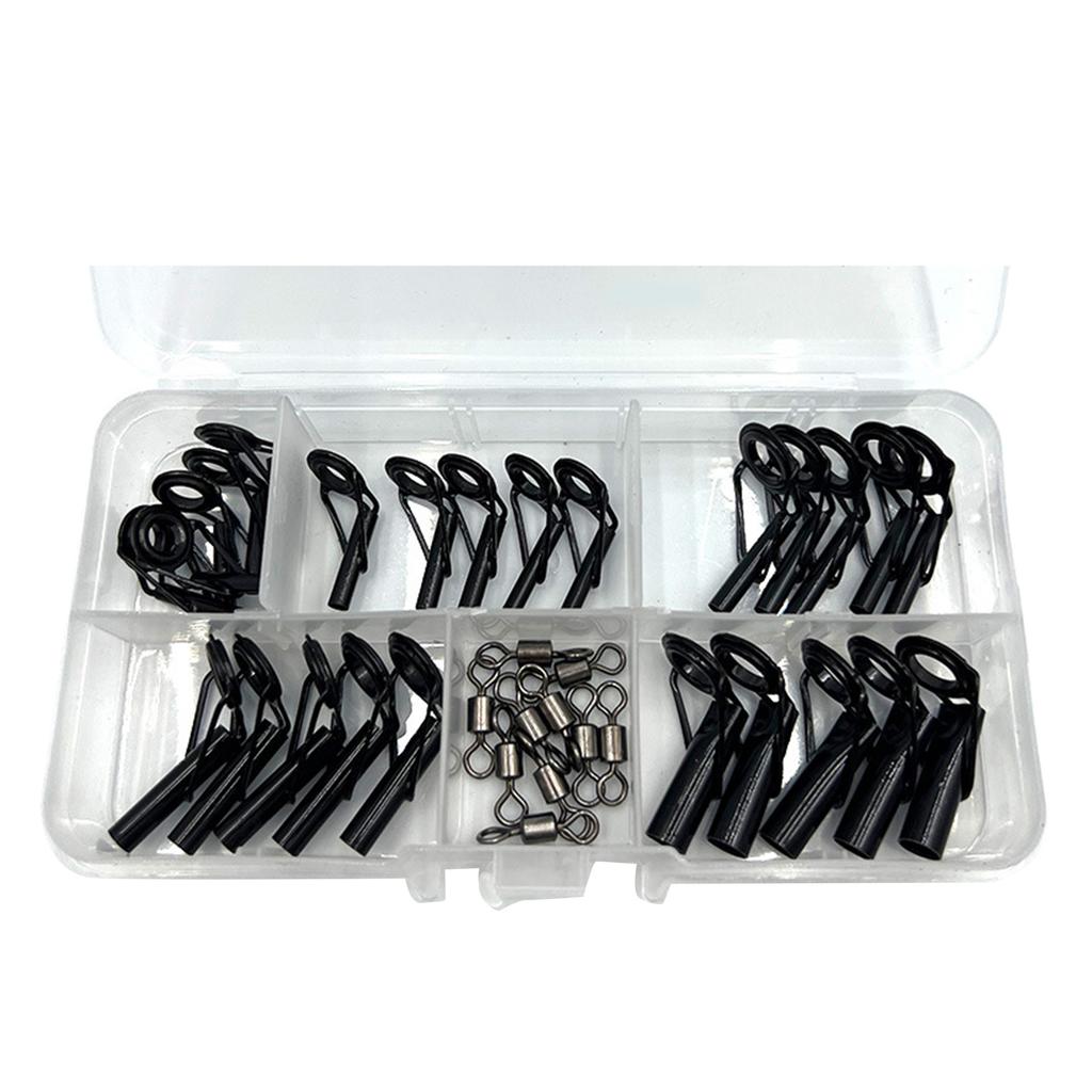 35pcs Black 2.4~5.5mm Fishing Rod Guides Rings Ceramic Guide Rings Rod Repair Replacement Wear Resistant Alconite Rings