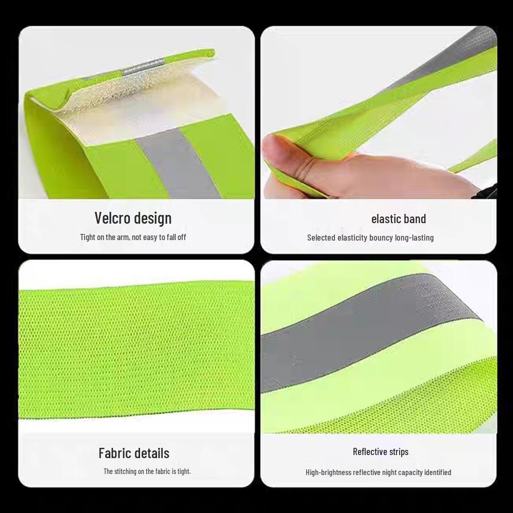 Adjustable Reflective Wristband Belt for Cycling, Running, and Construction - Elastic, Protective, and Secure.