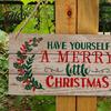 Welcome Door Hanger Christmas Wood Hanging Sign with Jute Rope, Have Yourself A Merry Xmas Theme Board Little Rustic for Home Cafe Bar Decor Durable