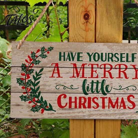 Welcome Door Hanger Christmas Wood Hanging Sign with Jute Rope, Have Yourself A Merry Xmas Theme Board Little Rustic for Home Cafe Bar Decor Durable