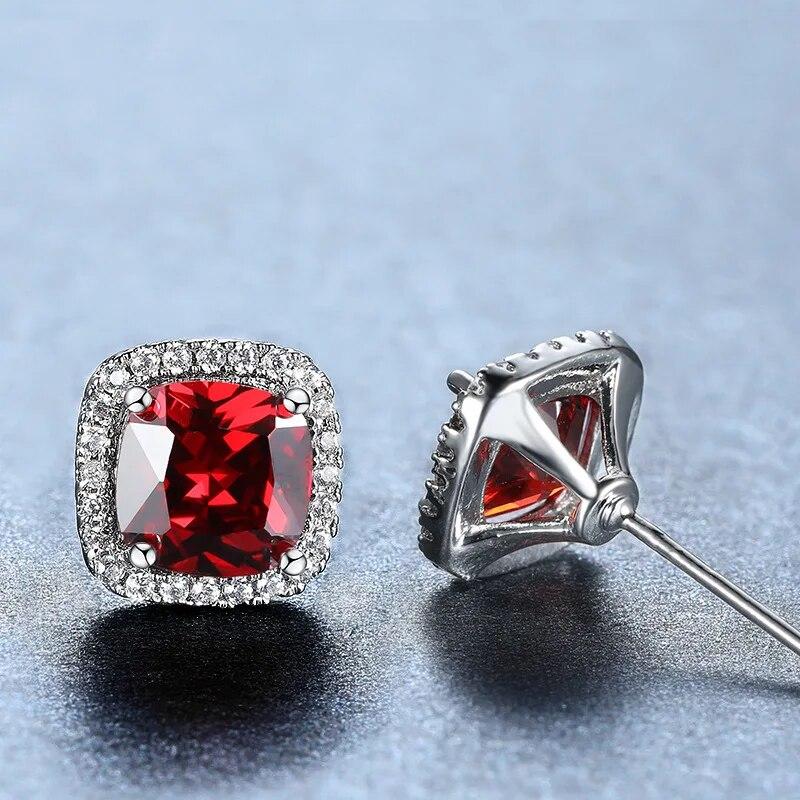 Trendy Geometric Cubic Zirconia Copper Stud Earrings For Women Metal Crystal Earring Party Wedding Daily Zircon