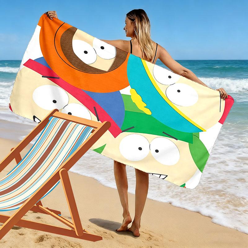 South Park Cartoon Print Beach Towel, Large Soft Quick Dry Towel for Beach Camping Swimming
