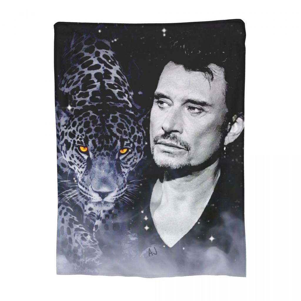 Rock Star Johnny Hallyday Rock'n Roll Decke Flanell Überwurf Tragbare Überwürfe für Bettwäsche Outdoor Decken Tagesdecke