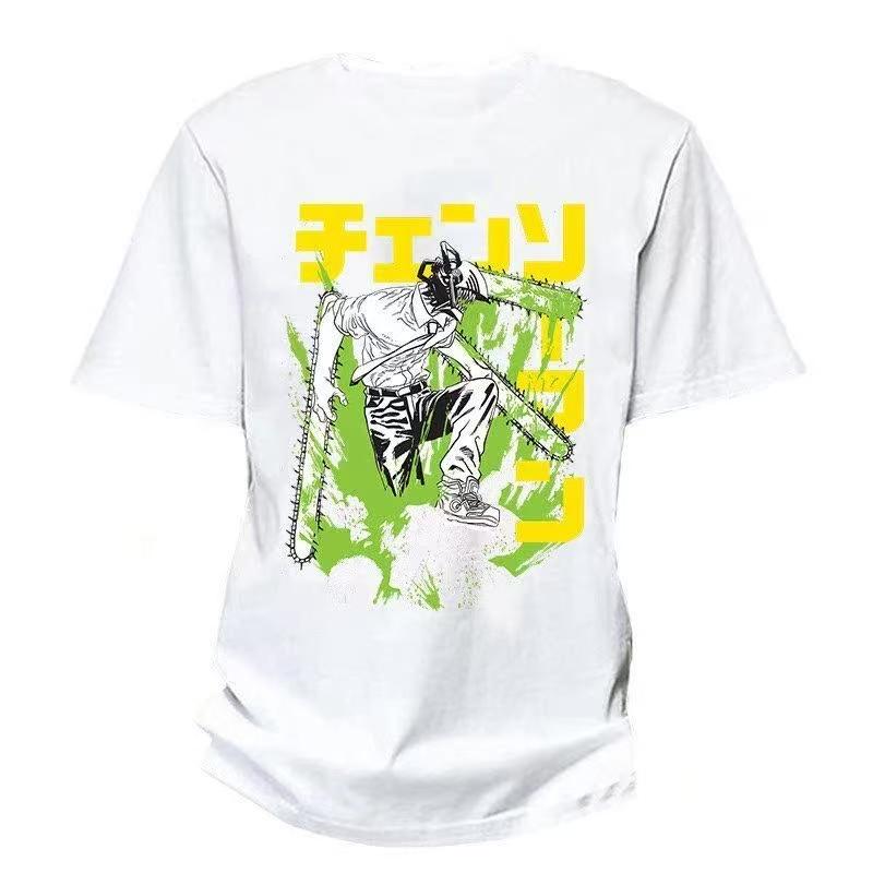 """2025 Sommer und Herbst Kettensägenmann Japanischer Manga bedrucktes T-Shirt lockeres Outdoor-Kurzarm-Oberteil für Herren und Damen."""