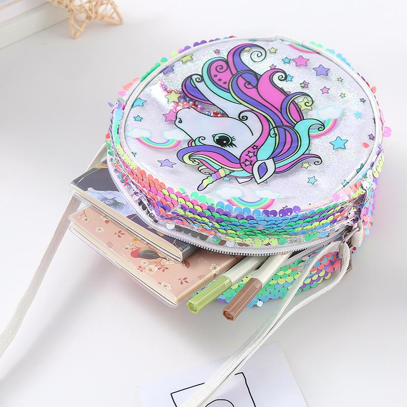Glitter Rainbow Sequin Fanny Pack & Unicorn Crossbody Backpack for Girls