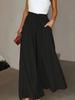 2026 Sommer Europäische & Amerikanische High-Waist Weitbeinige Kordelzug Rockhose - Damen Einfarbig Lässig