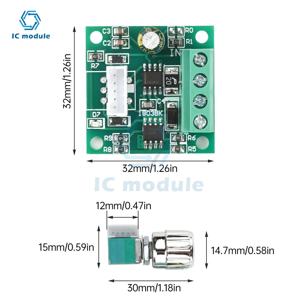 PWM DC Brush Motor Speed Controller DC Motor Regulator Control Module DC 1.8V 3V 5V 6V 12V 2A Speed Controller