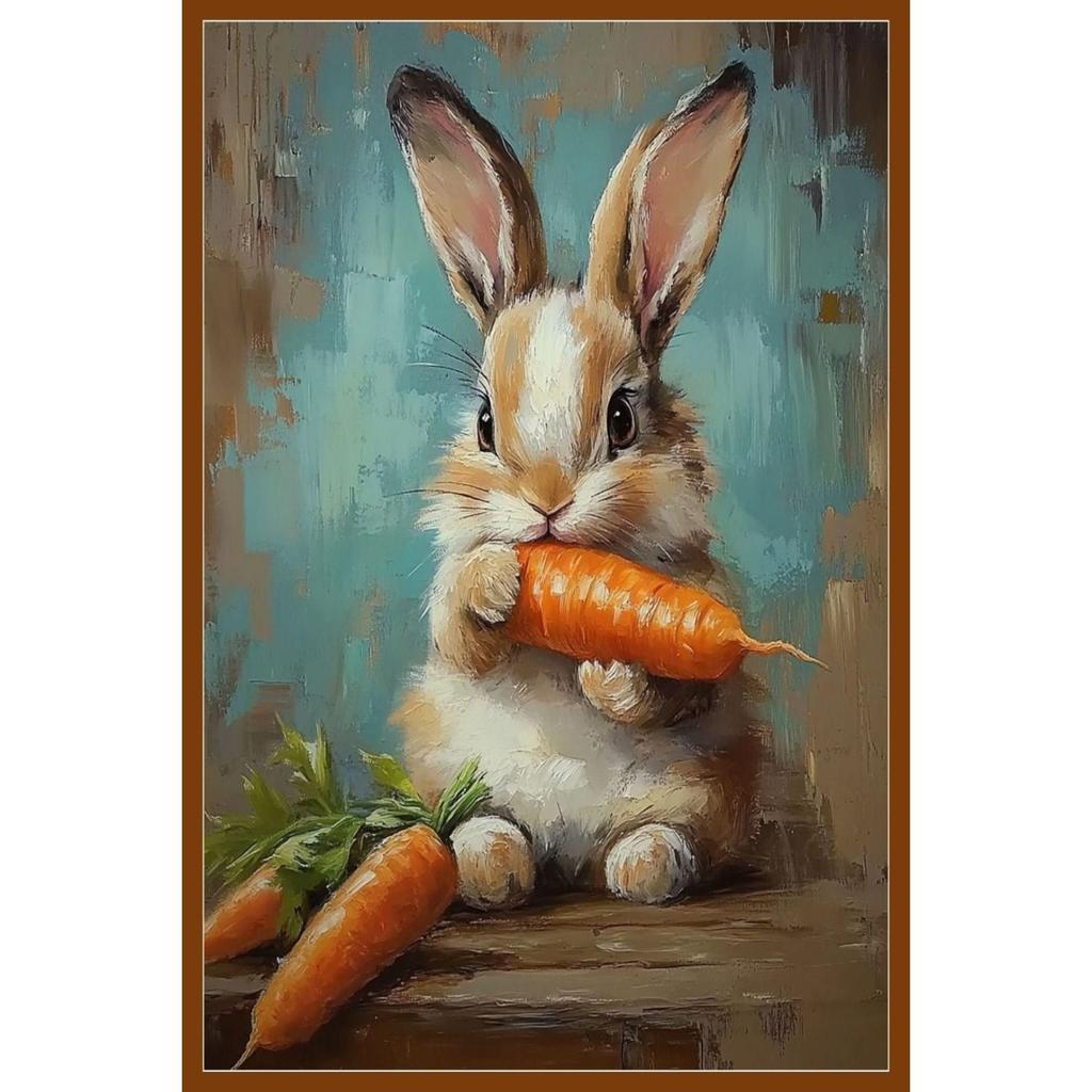 Easter Metal Wall Art Decor Vintage Cartoon Bunny Rabbit Rustic Tin Sign Home