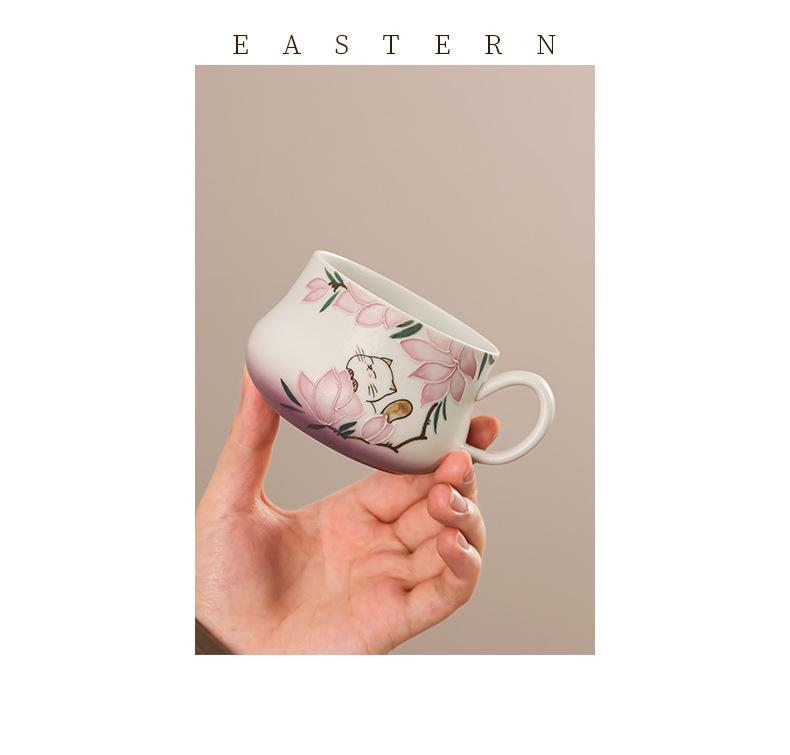 Chuwu 2026 Hand-Painted Ceramic Tea Cup – Stylish Water & Tea Separation Mug for Women