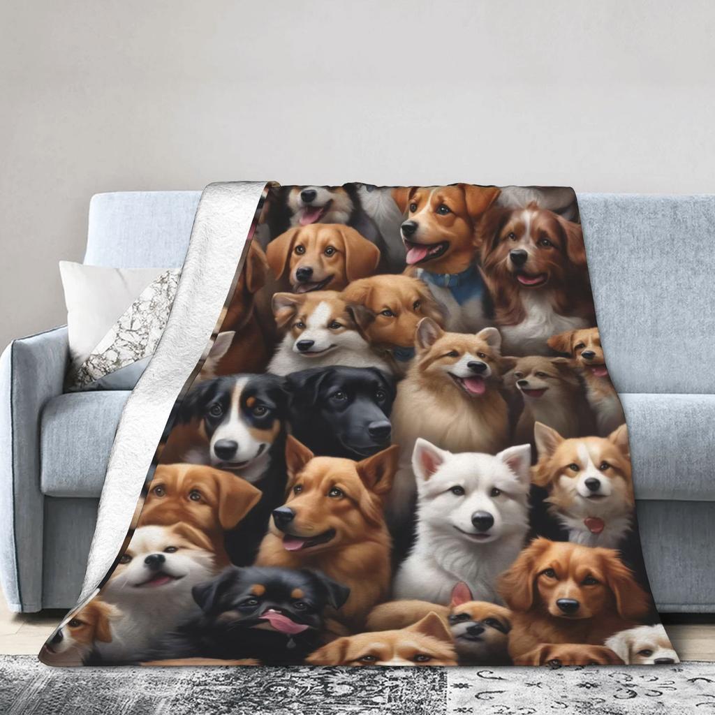 Funny Dog Selfie Flannel Blanket Winter  Super Soft Throw Blanket for Girls Boys Outdoor Comfortable Bedspread Sofa Bed Cover