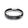 European & American Minimalist Braided Leather Bracelet with Engravable Stainless Steel Plate