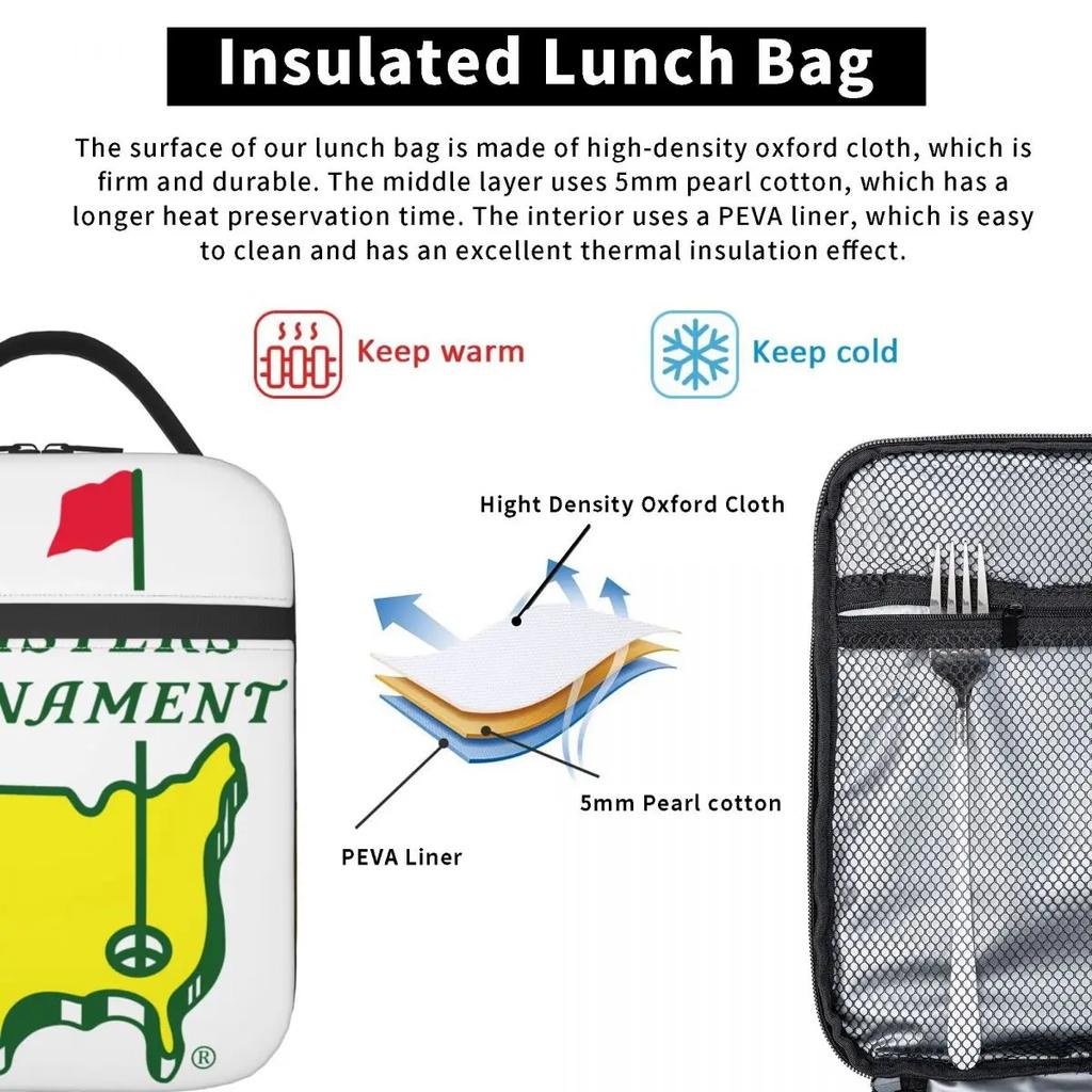 Masters Tournament Thermal Insulated Lunch Bags School Golf Sport Portable Box for Lunch Thermal Cooler Food Box